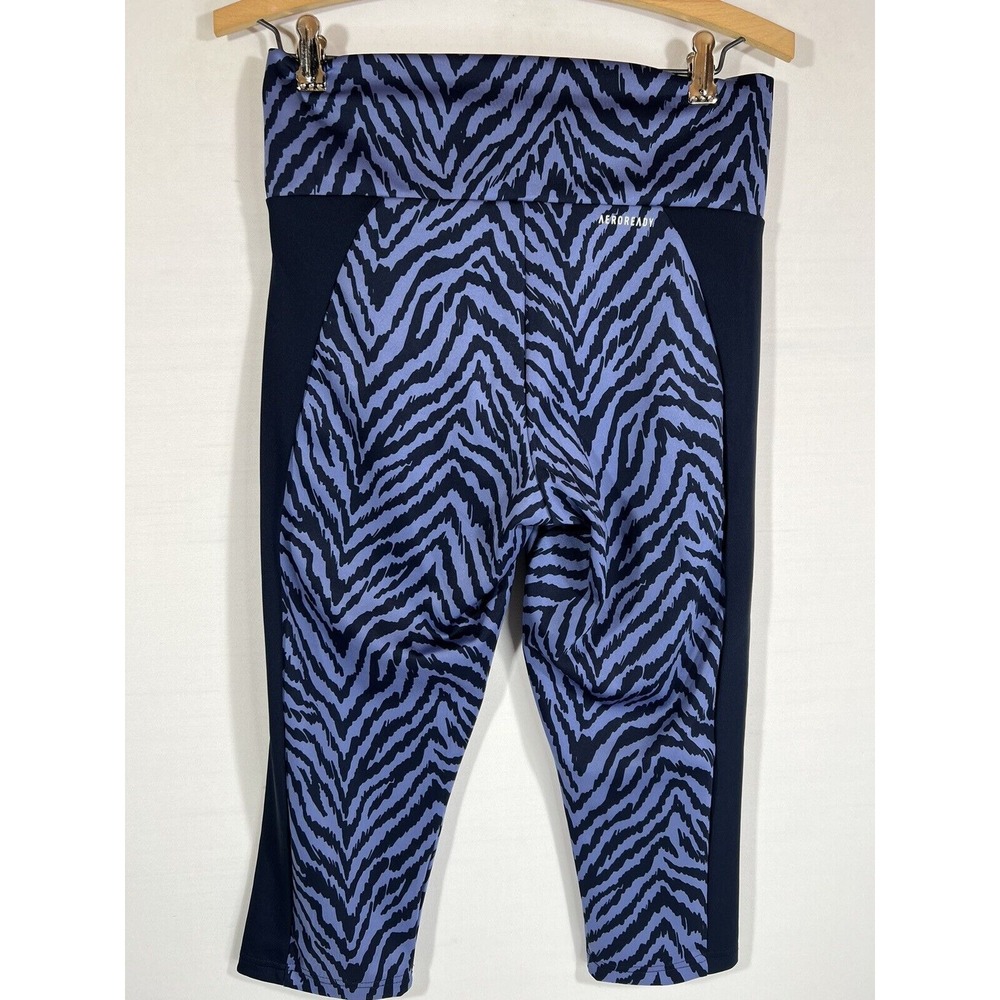 Adidas Zebra Capri Leggings Womens Medium Purple Athleisure Streetwear Gym